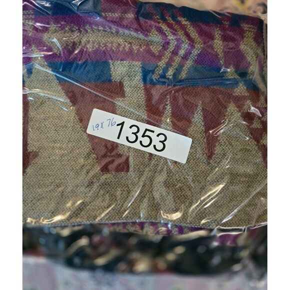 Southwestern Patterned Scarf With Fringe  19x76 Inches Aztec tribal geometric - Picture 6 of 6